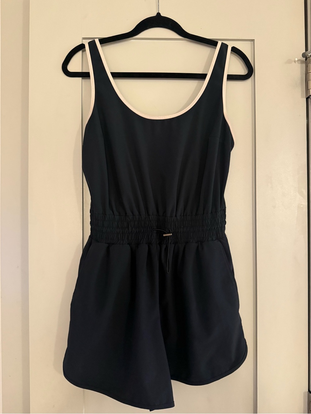 abercrombie & fitch Sleeveless Navy Romper with White Trim